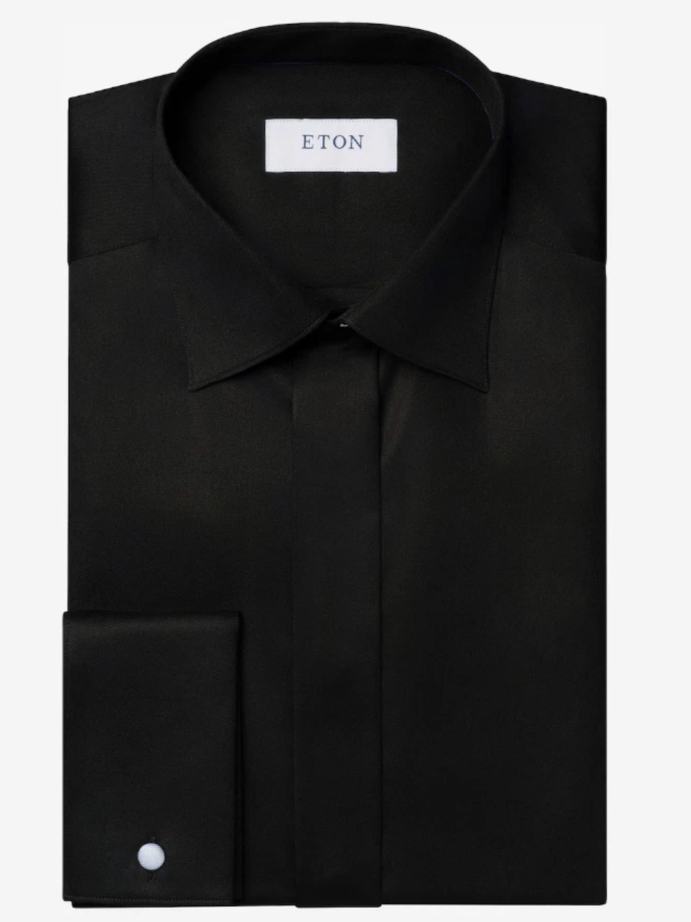 Eton Black Slim Fit French Cuff Twill Tuxedo Dress Shirt 40 15 3/4 Quiet Luxury